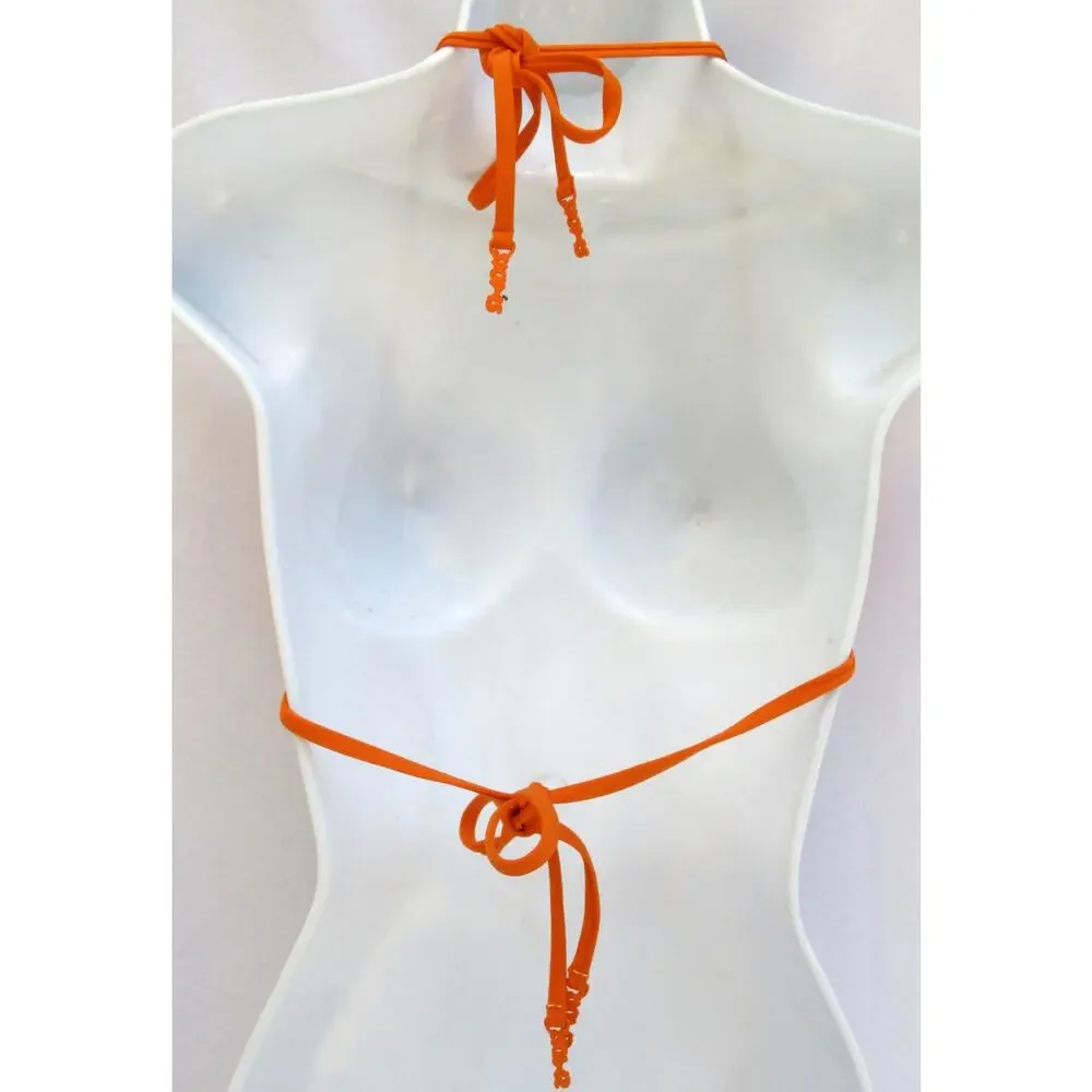 Nwt SKIMS Signature Swim Triangle Bikini Top Tangerine Size S